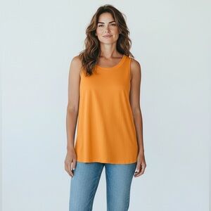 2/$30 J. Jill 100% Perfect Pima Cotton Soft Stylish Vibrant Orange Tank Top